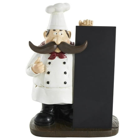 8 x 11 Black Polystone Chef Sculpture with Chalkboard by DecMode