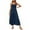 Dark Blue, variant on Women's Bohemian Spaghetti Strap Smocked Tiered Long Beach Sun Dresses Sleeveless Solid Maxi Dress