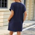 thumbnail image 5 of Ruyang Women's Summer Casual Dresses Solid Round Neck Loose Short Sleeved T Shirt Dress Womens Swing Dresses with Pocket, 5 of 5