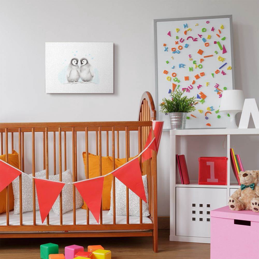 The Kids Room by Stupell Cute Cartoon Baby Penguins Bird Zoo Animal Painting Super Canvas Wall Art by Studio Q by Studio Q