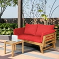 thumbnail image 5 of Costway Patio Convertible Sofa Daybed Solid Wood Adjustable Furniture Thick Cushion Red, 5 of 11