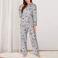 thumbnail image 2 of Fuzoiu Santa with Gifts Print Women's Long-Sleeved Pajama,Lounge Button Down Nightwear,Womens Notch Collar Pajama Set-Large, 2 of 7