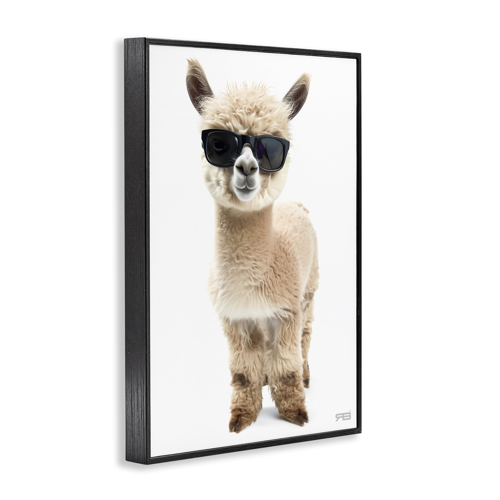 Stupell Industries Cool Alpaca & Glasses Animals & Insects Painting Black Framed Art Print Wall Art, 12 x 18