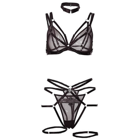 

Aayomet Lingerie for Women Women Cute Lingerie Set Lace Strappy Camis And Panty Babydolls Nightwear Black M