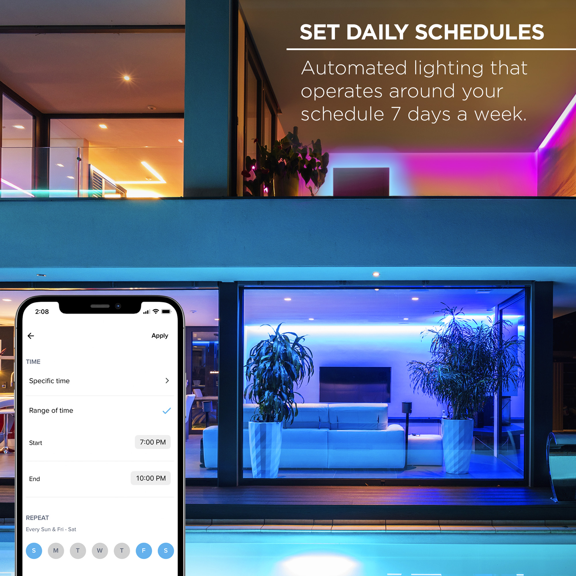 Merkury Smart LED Strip Lights, 16ft RGB Wi-Fi Dimmable photo 8