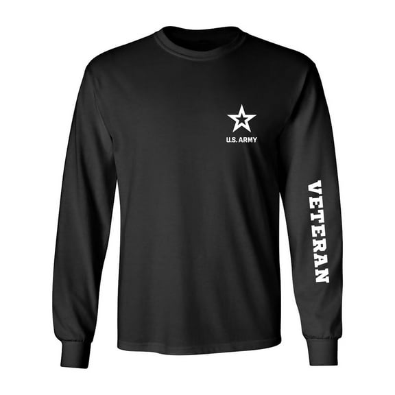 Army "Veteran" White Sleeve Print Adult Long Sleeve T-shirt