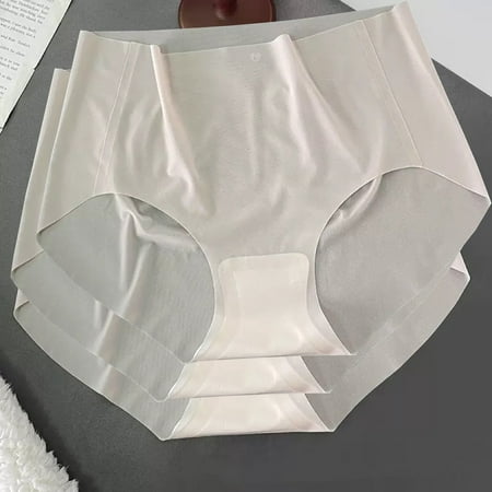 3pcs Women Ultrathin Panties Female Plus Size Underwear Ice Silk High Waist Seamless Underpant Girl Briefs Breathable Sexy Panty