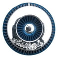 thumbnail image 2 of Edelbrock Air Filter 43693 Blue; Round Tapered; 10.50 Inch Height; 3.00/3.50/4.00 Inch Inlet Adapter Rings; With Chrome Top And Base, 2 of 3