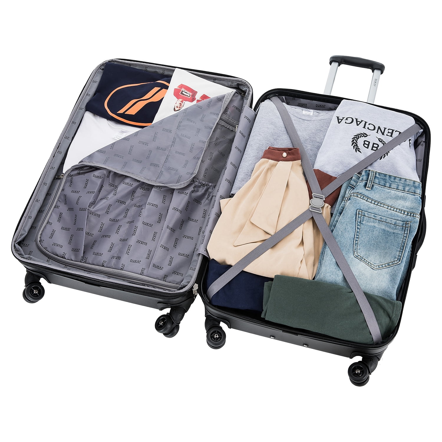 DUKAP Intely 2-Piece Plastic Luggage Set Black (DKINT0SM-BLK)