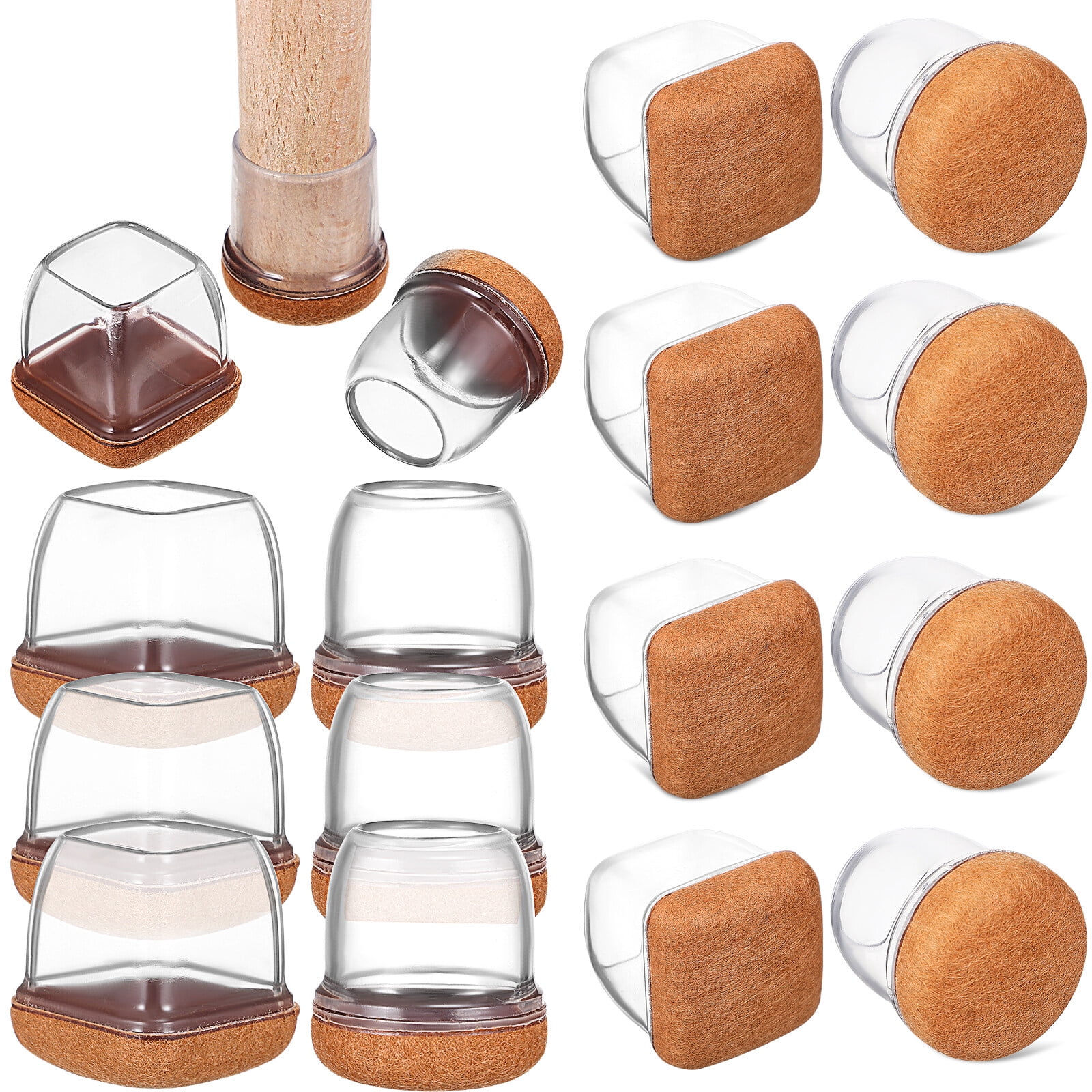 16Pcs Chair Leg Floor Protectors Square Round Chair Sliders Furniture