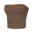 thumbnail image 3 of LNWUY Solid Color Court Lock Tube Tops Basic Crop Tops for Women Strapless Casual Bandeau Strapless Shirts Tank Tops Brown L, 3 of 3