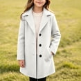 thumbnail image 4 of vdgthytj Unisex Kids Peacoat Button Front Long Sleeve Lapel Collar Solid Fashion Fall Winter Casual Coat with Pockets(14-15Years,White), 4 of 9