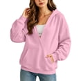 thumbnail image 4 of QQZ 2026 Fall Winter Wrap V Neck Pullover Hoodies For Women, Loose Sweatshirt For Women, Comfy Hoodies For Women With Kangaroo Pocket, 4 of 7