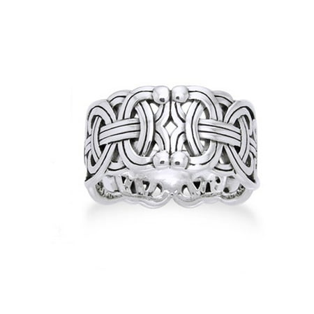 Viking Braided Wedding Band Borre Knot Norse Celtic 10mm Sterling Silver Ring