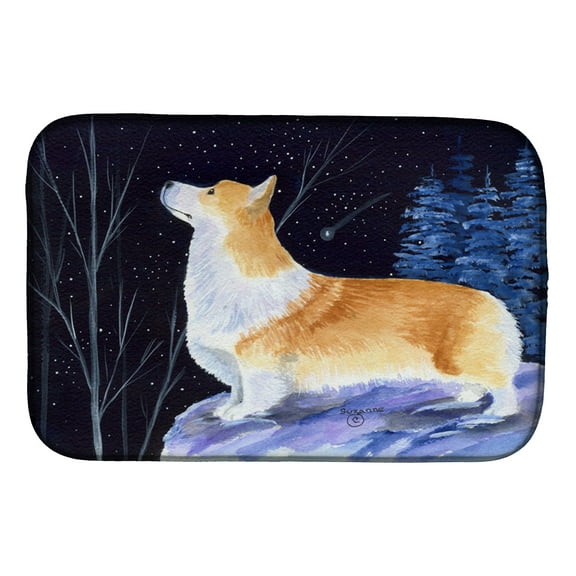 Starry Night Corgi Dish Drying Mat