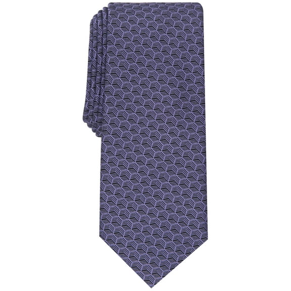 Alfani PURPLE Men's Sheffer Geo Silk Blend Textured Slim Tie, O/S
