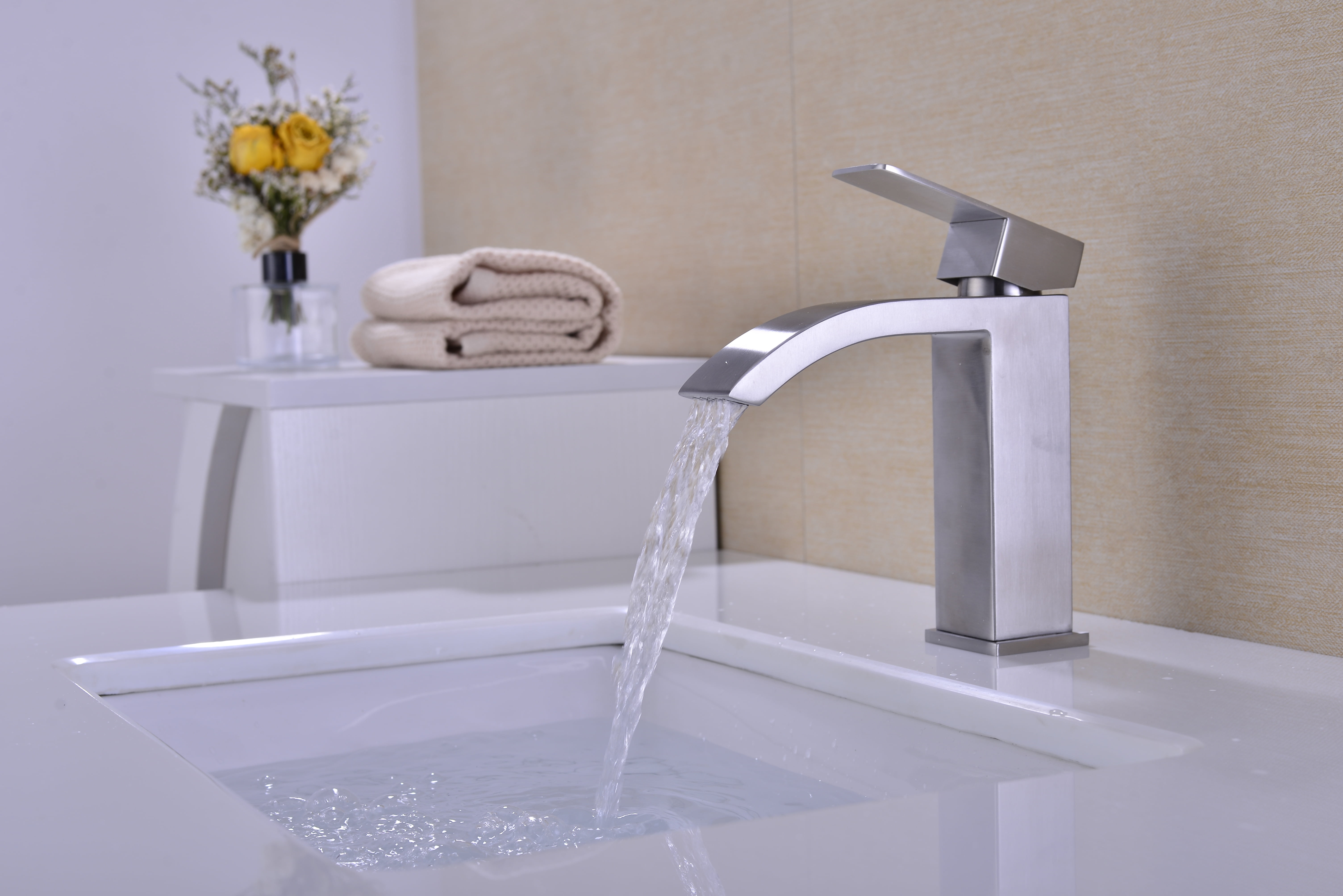 Single Handle Waterfall Bathroom Vanity Sink Faucet