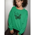 thumbnail image 2 of Butterflies And Leopard Print Sweatshirt Women -Image by Shutterstock, Female Medium, 2 of 4
