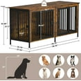 thumbnail image 3 of Amlancher Dog Crate Furniture for 2 Large Dogs, 78inch Heavy Duty Dog Kennel Furniture, Rustic Brown, 3 of 7