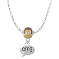 thumbnail image 1 of Delight Jewelry Silvertone Text Chat - omg - Oh My God - Mia Monkey Charm Necklace, 1 of 4