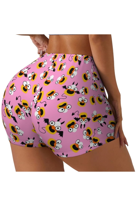 Funny corn spider web A Printed Workout Shorts for Women Seamless Scrunch Butt Lifting High Waisted Yoga Gym Booty Running Moisture-wicking Short Pants-Small