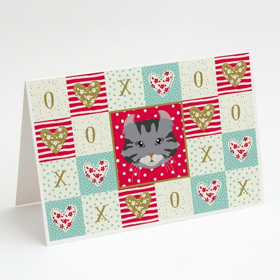 Caroline's Treasures American Curl Cat Love Greeting Cards with Envelopes, 5" x 7" (8 Count)
