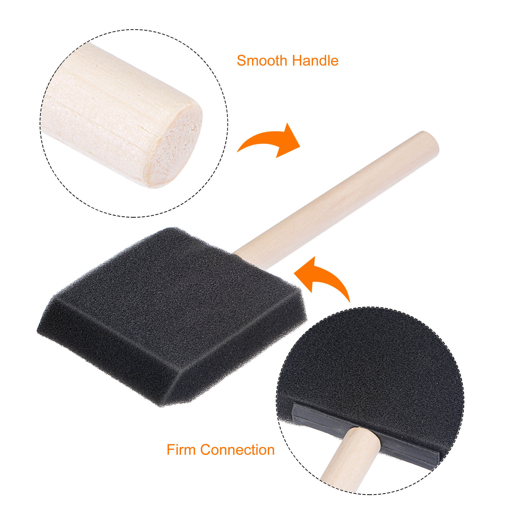 Uxcell 4 inch Foam Paint Brushes with Wood Handle 12 Pack