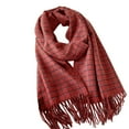 thumbnail image 4 of Women's Long Plaid Scarf Wrap, Two Way Wear Shawl and Scarf, Thickened Warm Winter Wrap, Oversized Plaid Scarf, Bohemian Style Fashion Scarf, Autumn Winter Accessory - Red, 4 of 4