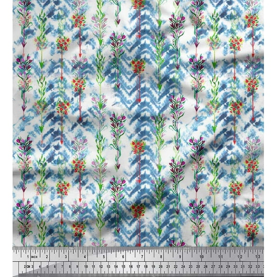 Soimoi Cotton Jersey Fabric Floral & Arrow Tie-Dye Print Fabric by Yard 58 Inch Wide