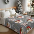 thumbnail image 3 of Flannel Fleece Throw Blankets Christmas Tree Winter Snowflake Throws Blankets, Cute Santa Claus on Gray Lightweight Soft Warm Blanket for Couch Sofa Bed Living Room All Season Use, 40x50in, 3 of 9