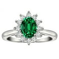 thumbnail image 2 of Star K � Classic Lady Diana Halo Oval 7x5 Simulated Emerald Ring, 2 of 9