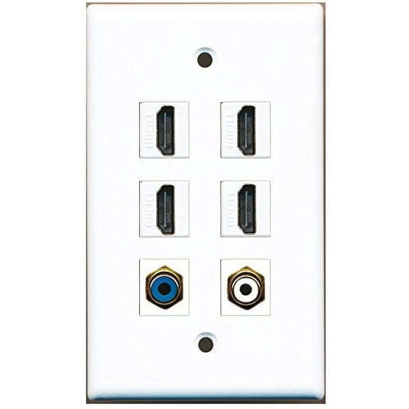 RiteAV - 4 HDMI 1 Port RCA White 1 Port RCA Blue Wall Plate