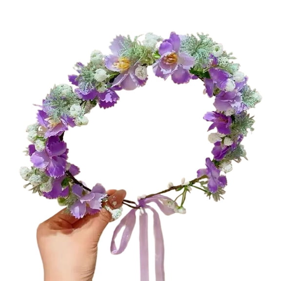 OADUKQ Flower Crown Headband, Plastic Resin Floral Wreath Hair, Wedding Flower Girl Maternity Photoshoot Bridal, 7.09 in