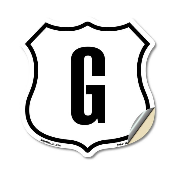 Letter G (2 Pack) 12 inch X 12 inch Shield Shaped Heavy Duty 3.2 mil Vinyl Decals Weather Resistant Made in the USA
