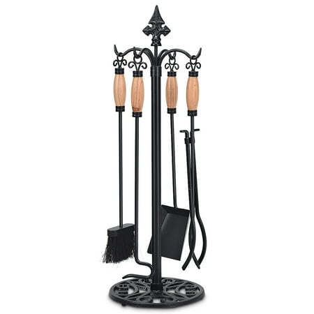 Costway 5 Pieces Fireplace Tools Set Iron Fire Place Tool Set