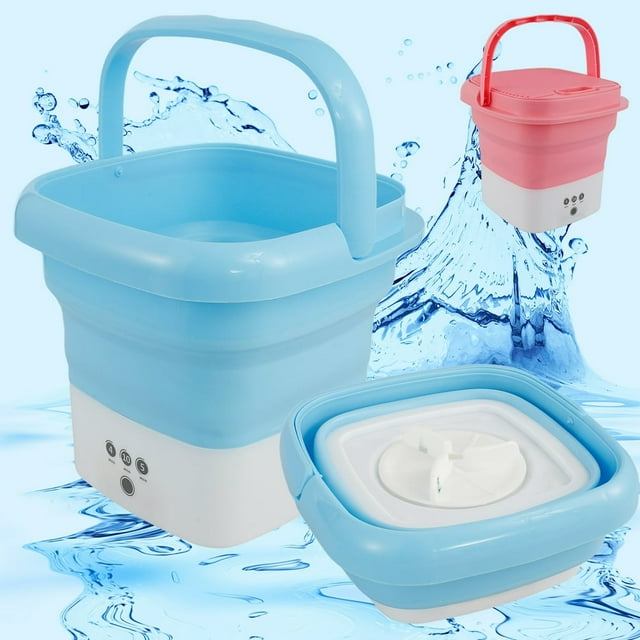 Mini Washing Machine Foldable Small Laundry Machine with Drain Basket Lightweight Washer Touch Screen and Timer Washing Machine for Baby Clothes Underwear