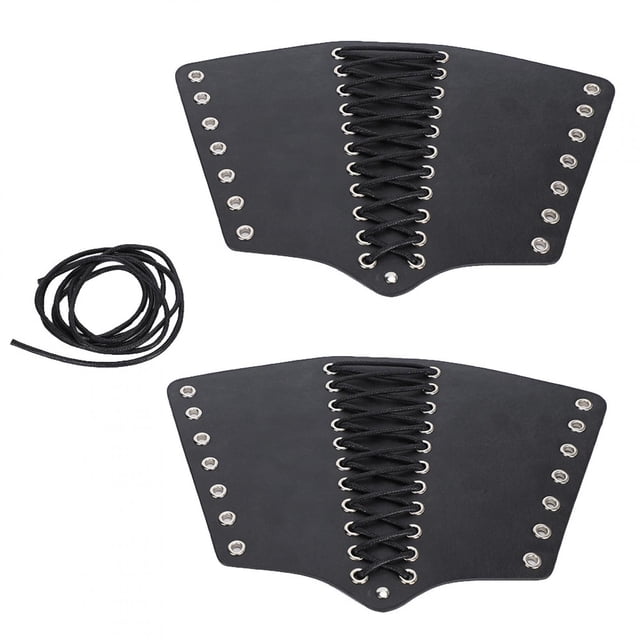 Filfeel 2PCS Archery Arm Guard PU Leather Protective Arm Wristband Medieval Punk Bracers For Adult And Junior