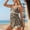 Yellow, variant on QUNYINEY 2 Piece Tankini Swimsuits for Women Leopard Print Tummy Control with Shorts Swimwear Modest V Neck Push Up Swimsuit Sets