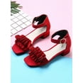 thumbnail image 4 of LUXUR Filles Robe Chaussures Ruban Magique Princesse Sandales Cheville Sandale Plage Performance Décontractée Chaussure Partie Rouge 1Y, 4 of 9