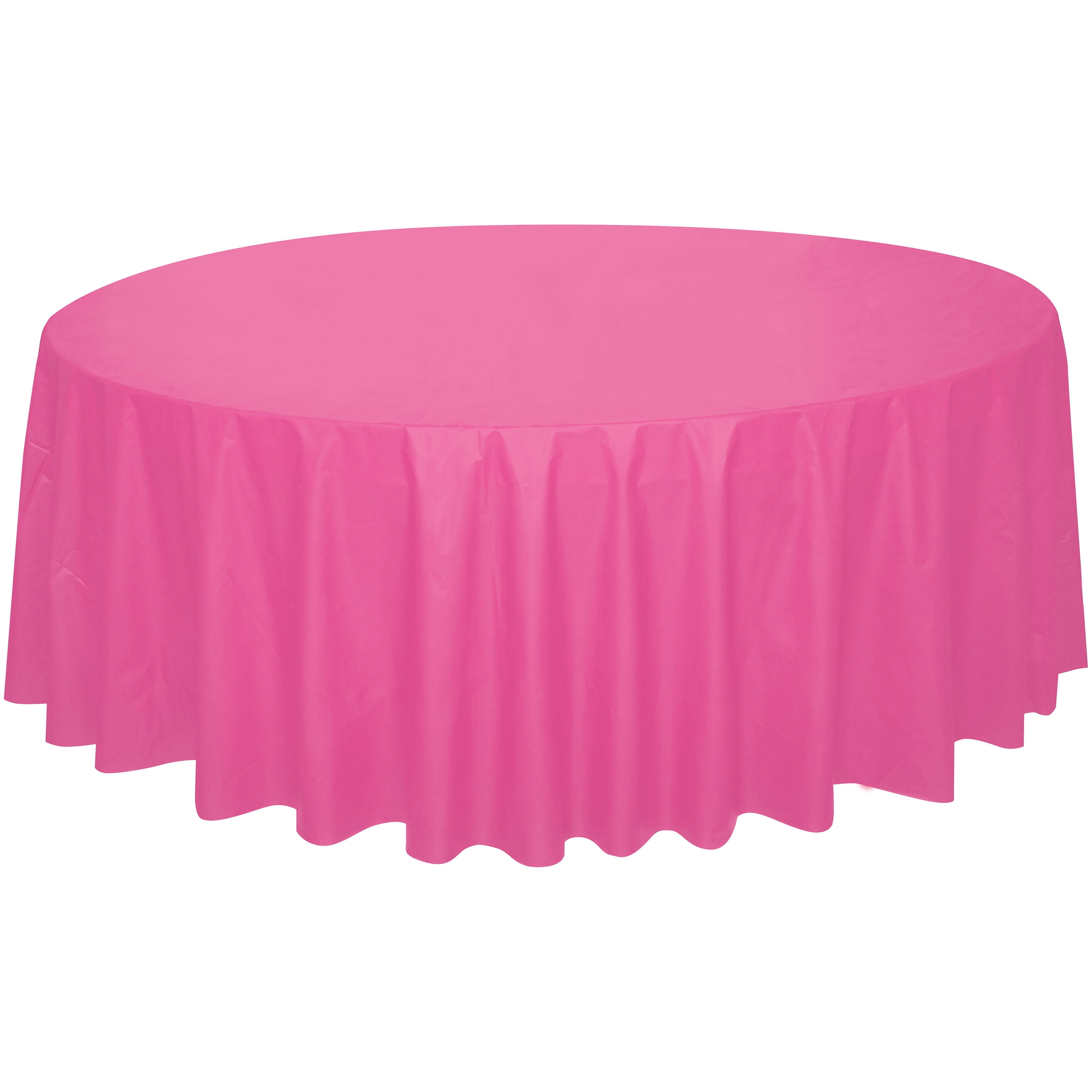 (6 pack) 1CT 84IN Pink Round Plastic Table Cover by Way To Celebrate