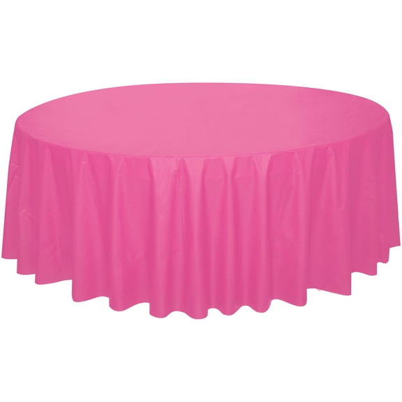 1CT 84IN Pink Round Plastic Table Cover by Way To Celebrate