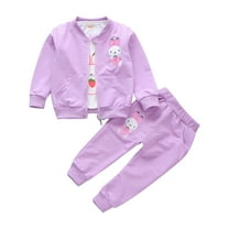 Cethrio Girls Outfit Sets, Long Sleeve 3 Piece Cute Sweatshirts and Sweatpants Sets Purple Size 7