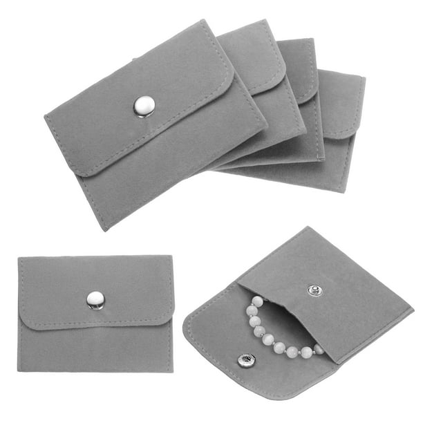 Uxcell 6 Pcs Bolsas de Joyería de Terciopelo con Botón a Presión 3x3.9 Pulgadas, Gris