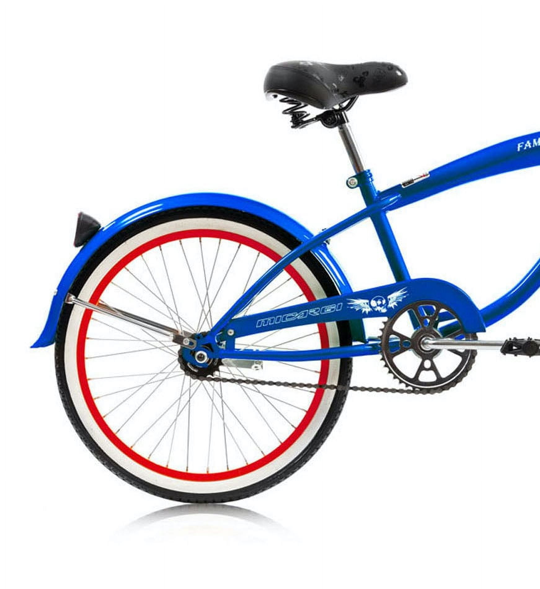 Free Shipping Wonder Wheels 20 Beach Cruiser Steel Frame Blue Coaster Brake Alloy Rims Red 36H Stainless Steel Spokes One Piece Crank Tire White Wall Seat Grip Black Fender Blue Blue Red Walmart