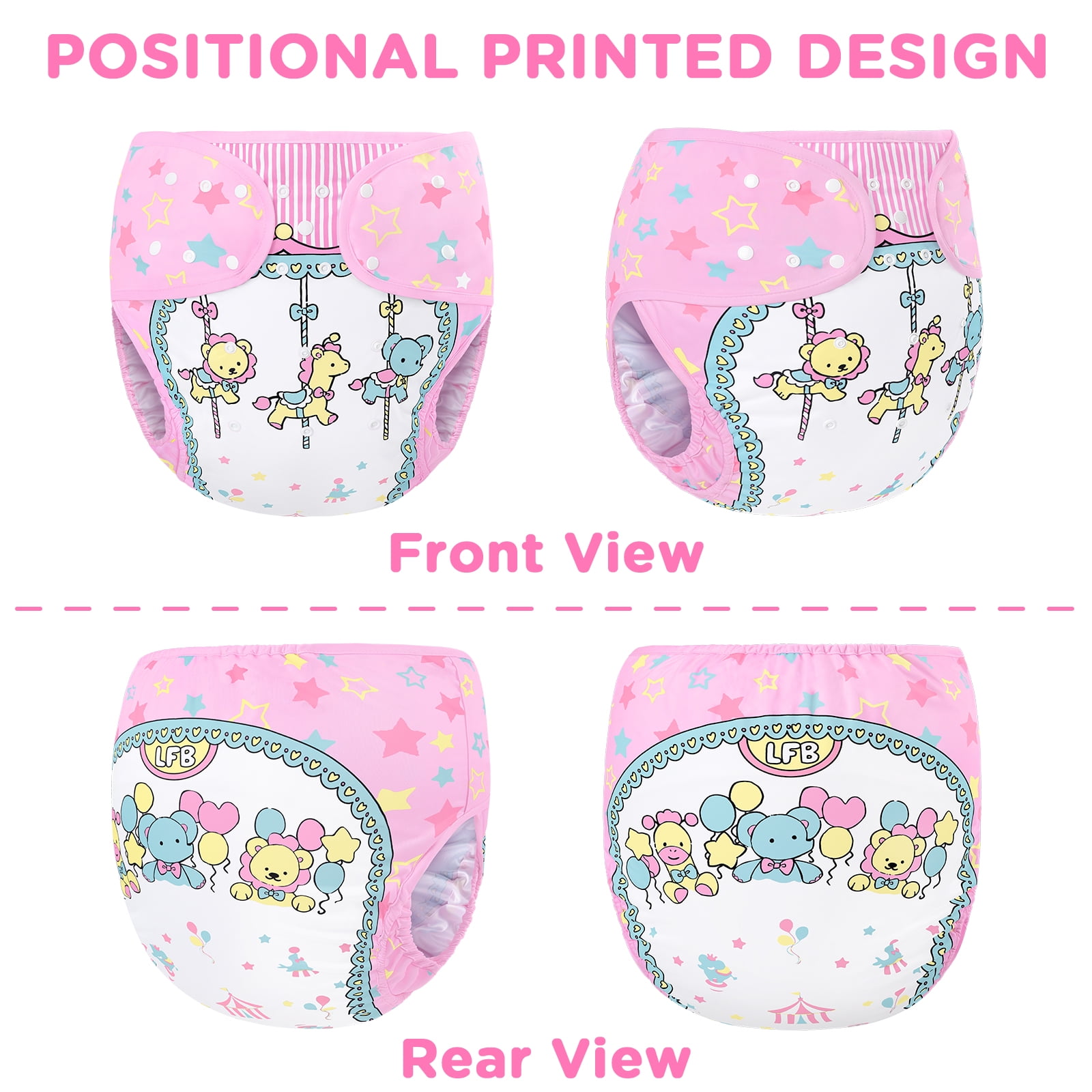 Littleforbig Washable Adjustable Reusable Waterproof Cloth Adult Diaper Wrap Cover One Size - Little Circus