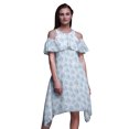 thumbnail image 1 of Bimba Floral Printed Womenâ€™s Ruffle Front Cold Shoulder Swing Shift Dress-Large, 1 of 6