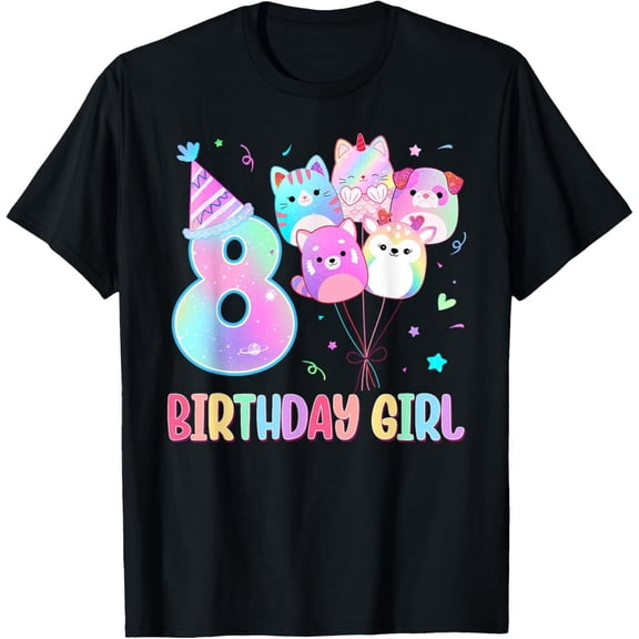 Sam Soft Birthday Girl 8Th Birthday Squish Squad Mallow Girls T-Shirt
