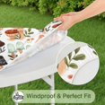 thumbnail image 5 of Colorful Mushroom Leaf White Pattern Round Fitted Tablecloth with Elastic Edge,Dining Table Cover Waterproof,Outdoor Round Tablecloth for Camping,Dining,Indoor and Outdoor, 5 of 7