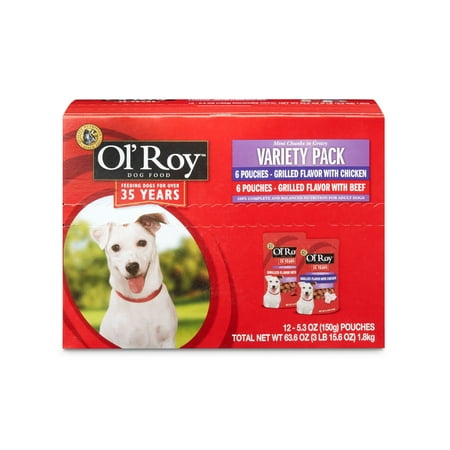 Ol' Roy Mini Chunks in Gravy Variety Pack Wet Dog Food, 5.3 oz, 12