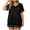 Black, variant on Jamicy Womens Pajamas Sets Plus Size Solid Color 2 Piece Summer Soft Short Sleeve Sleepwear with Pockets V Neck Matching Lounge Set Loungewear